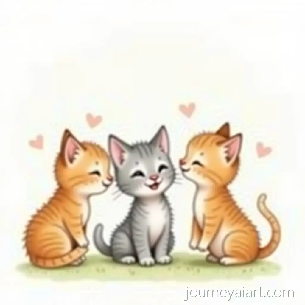 Playful-Boy-Kittens-Teasing-Thoughtful-Gray-Girl-Kitten-in-Watercolor-Childrens-Book-Style