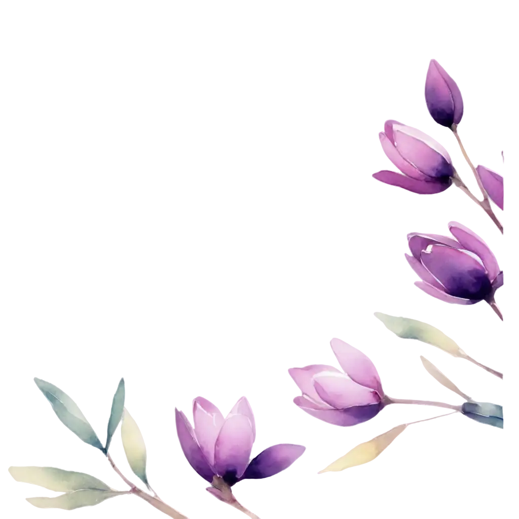 Stunning-Purple-Watercolor-Flowers-and-Branches-PNG-Image