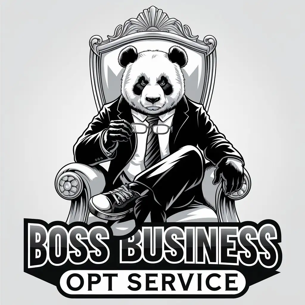 LOGO-Design-for-Boss-Business-Opt-Service-Panda-Boss-in-Suit-with-Sneakers-Finance-Industry