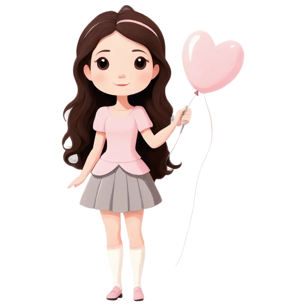 Princess-in-Pastel-Pink-with-Dark-Brown-Hair-PNG-Image-for-Various-Creative-Projects