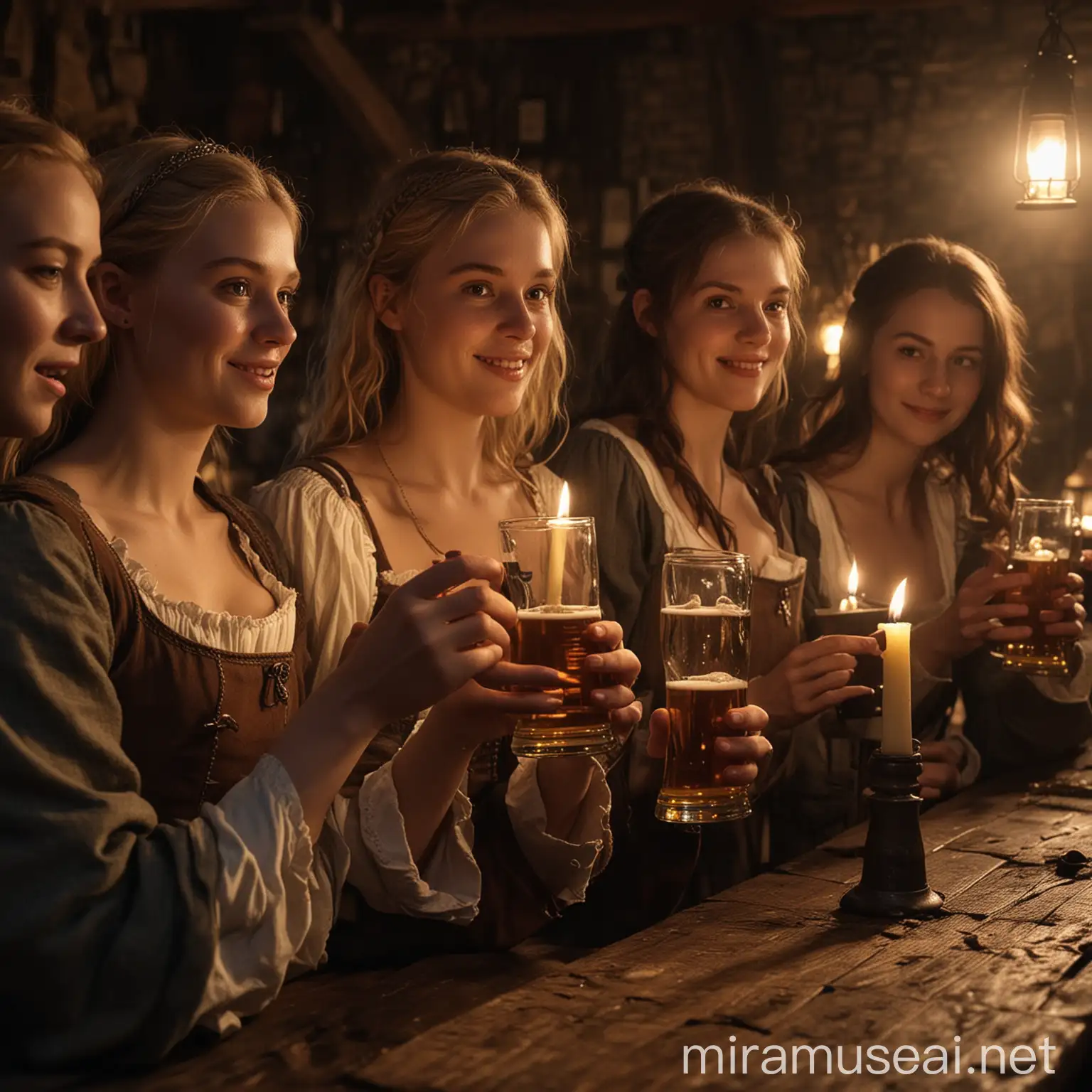 Medieval Village Pub with Candlelit Beer Service