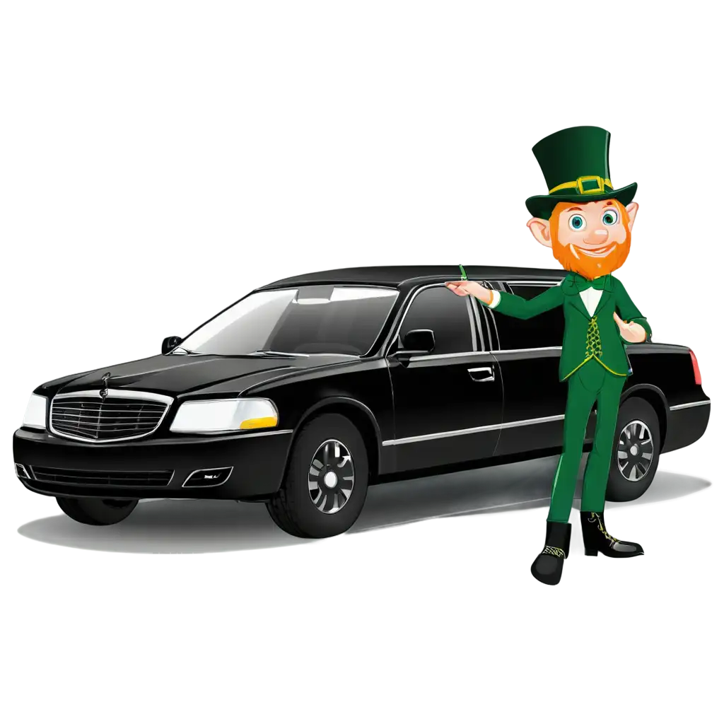 Leprechaun-in-a-Black-Luxury-Limousine-PNG-Cartoon-Style-Vector-Image-for-Creative-Projects