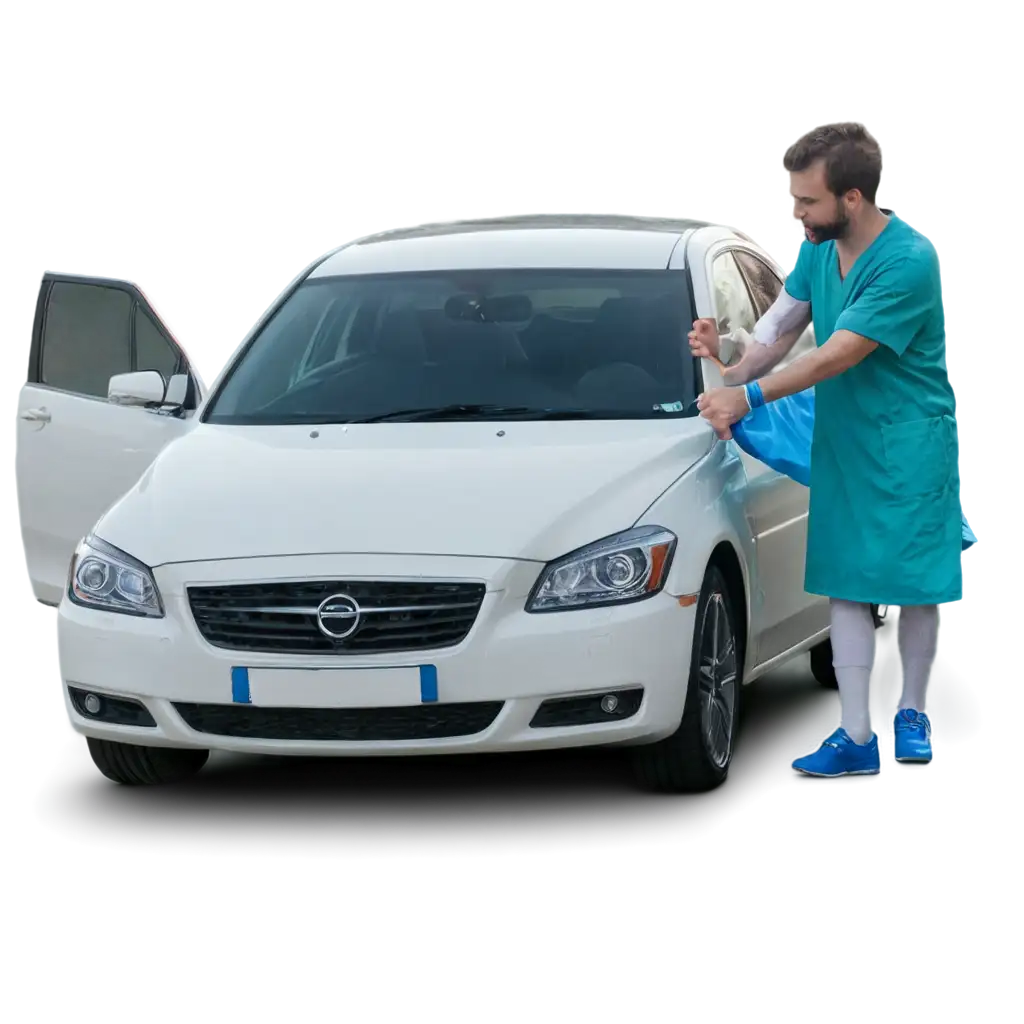 Man-in-Hospital-Gown-Washing-Car-A-Unique-PNG-Image-for-Versatile-Use