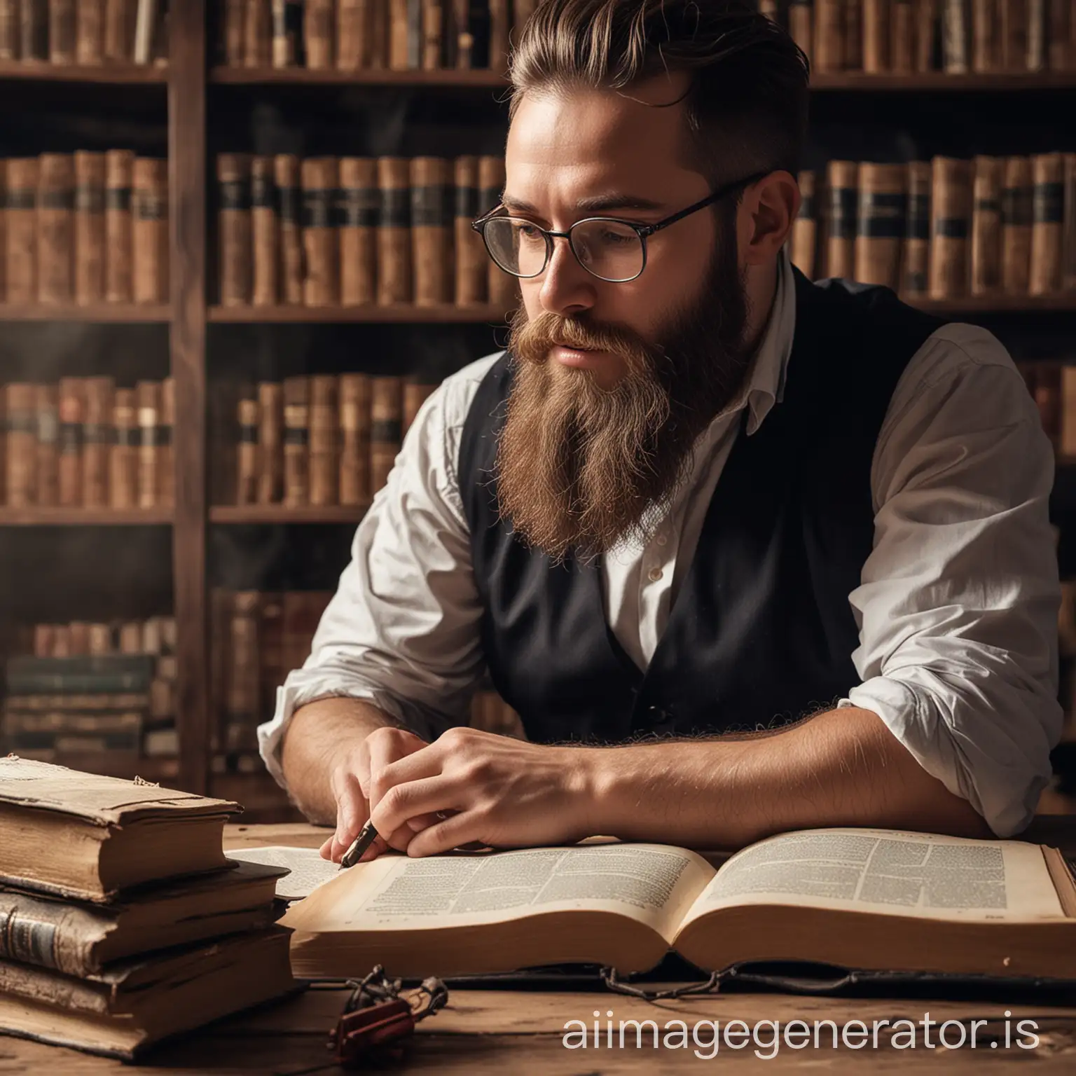 Dedicated-Researcher-Studying-Religion-in-Books