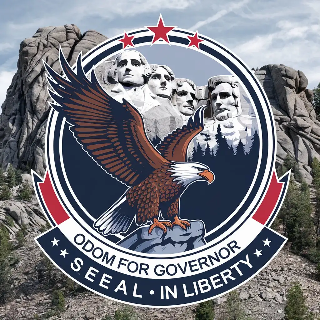 LOGO Design for Odom for Governor Eagle Mount Rushmore and Red Stars with Liberty Theme