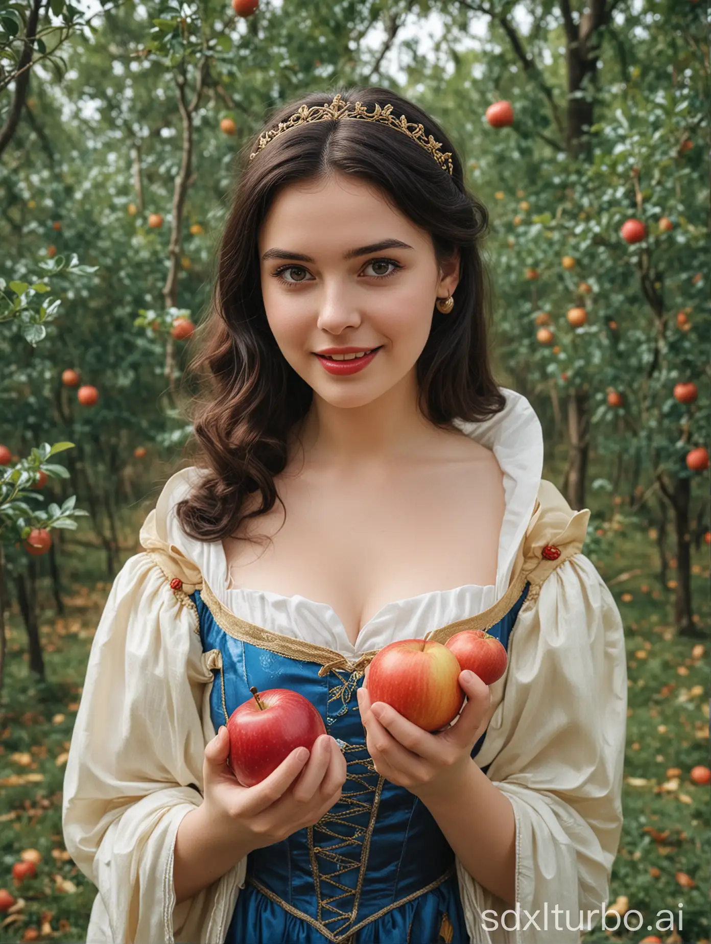 Young-Woman-Inspired-by-Princess-Snow-White-Holding-an-Apple