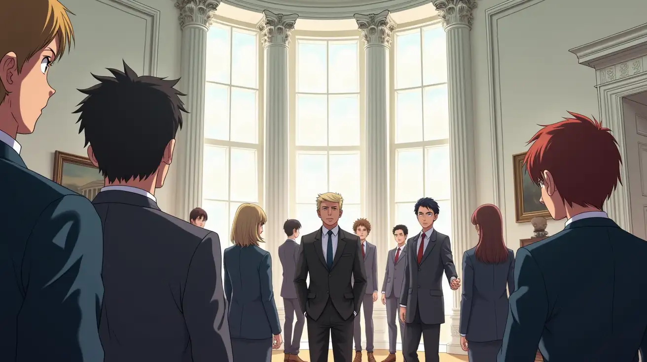 Anime-Style-Illustration-Political-Tension-in-the-White-House-Main-Room