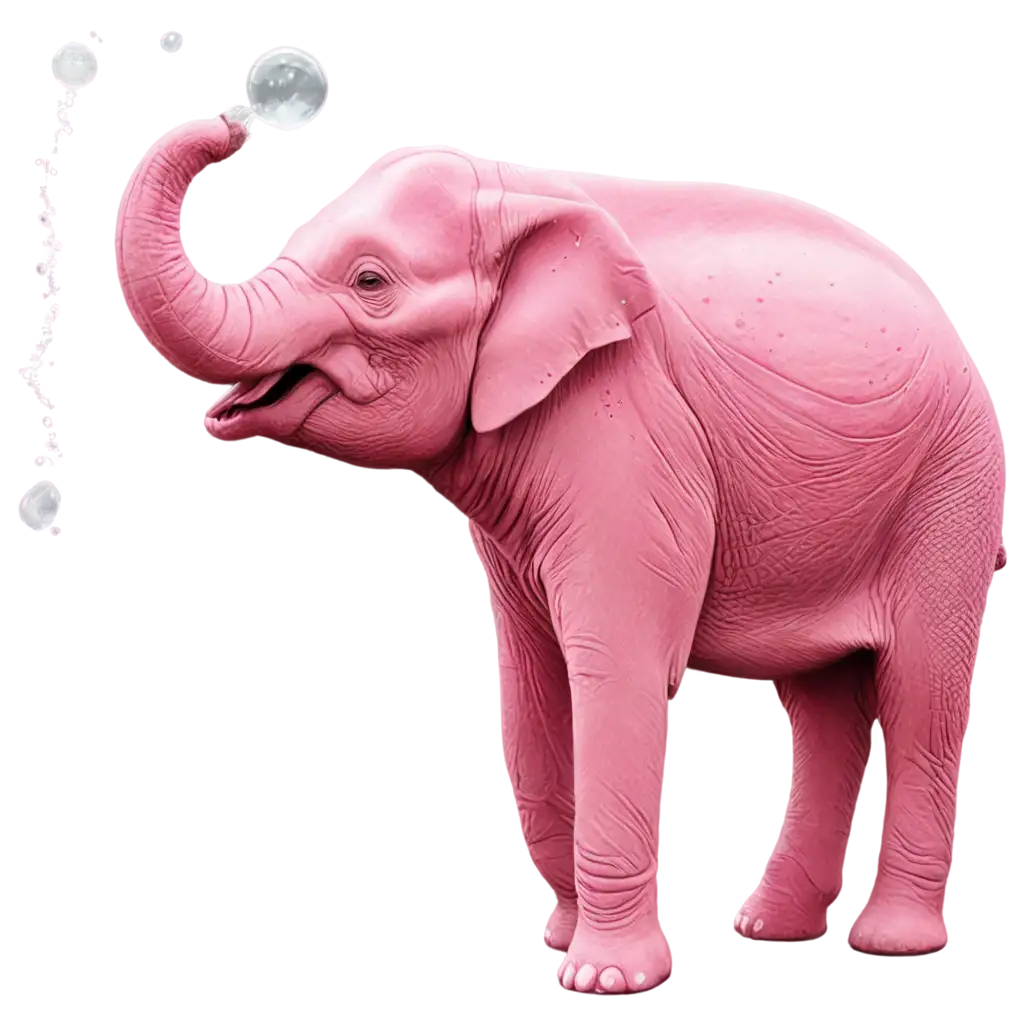 drunk pink elephant with bubbles coming out of its mouth