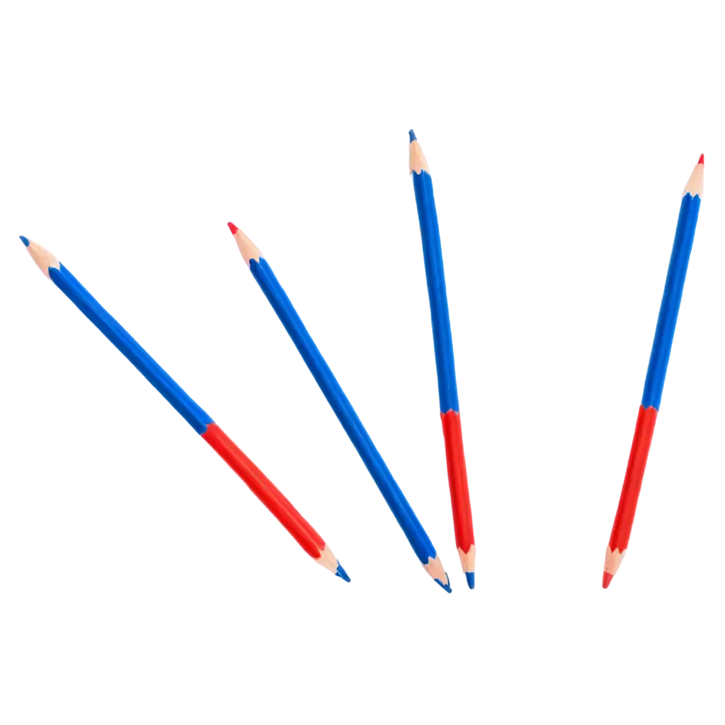 three blue and red dancing pencils