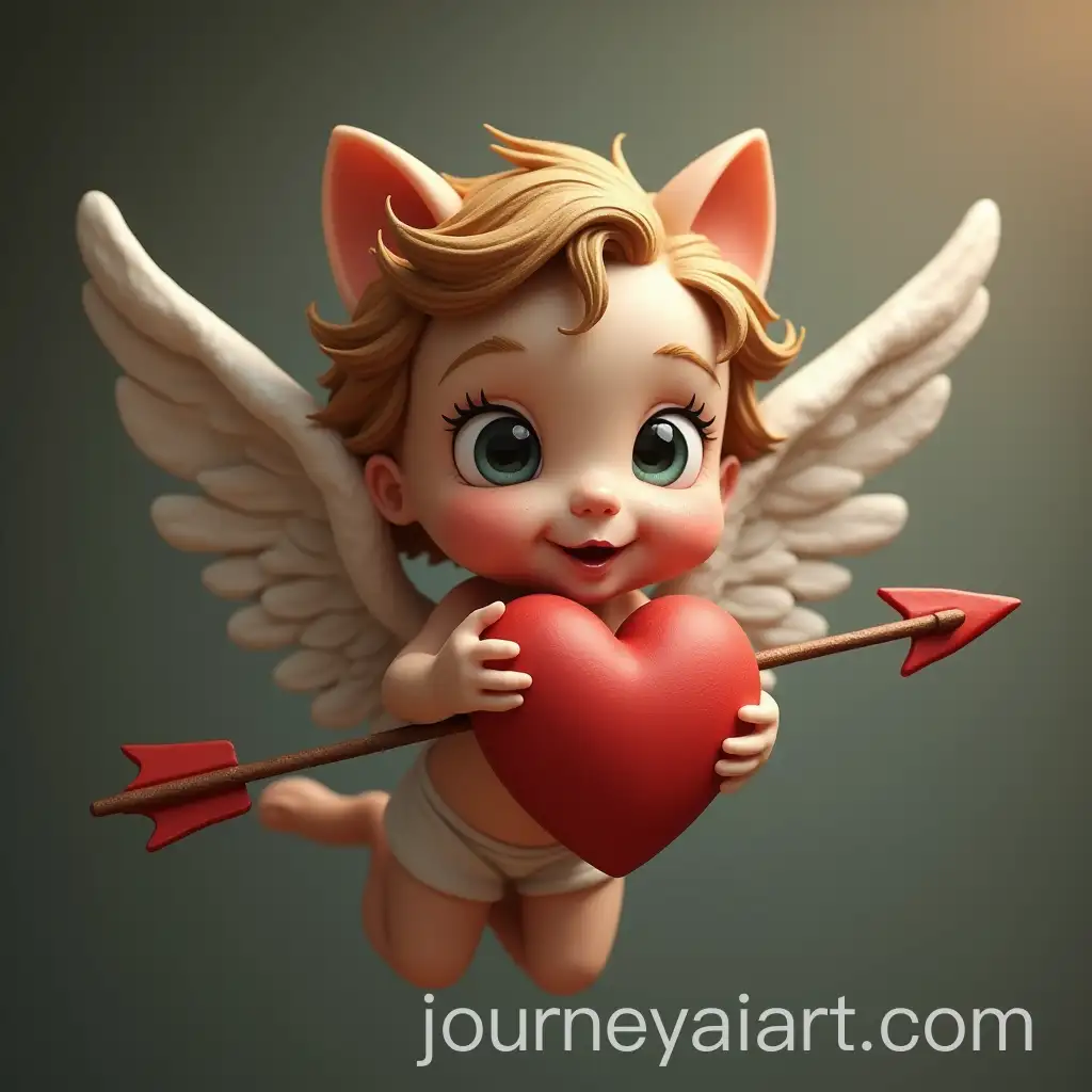 Realistic-Cupid-with-Cat-Ears-Piercing-a-Heart