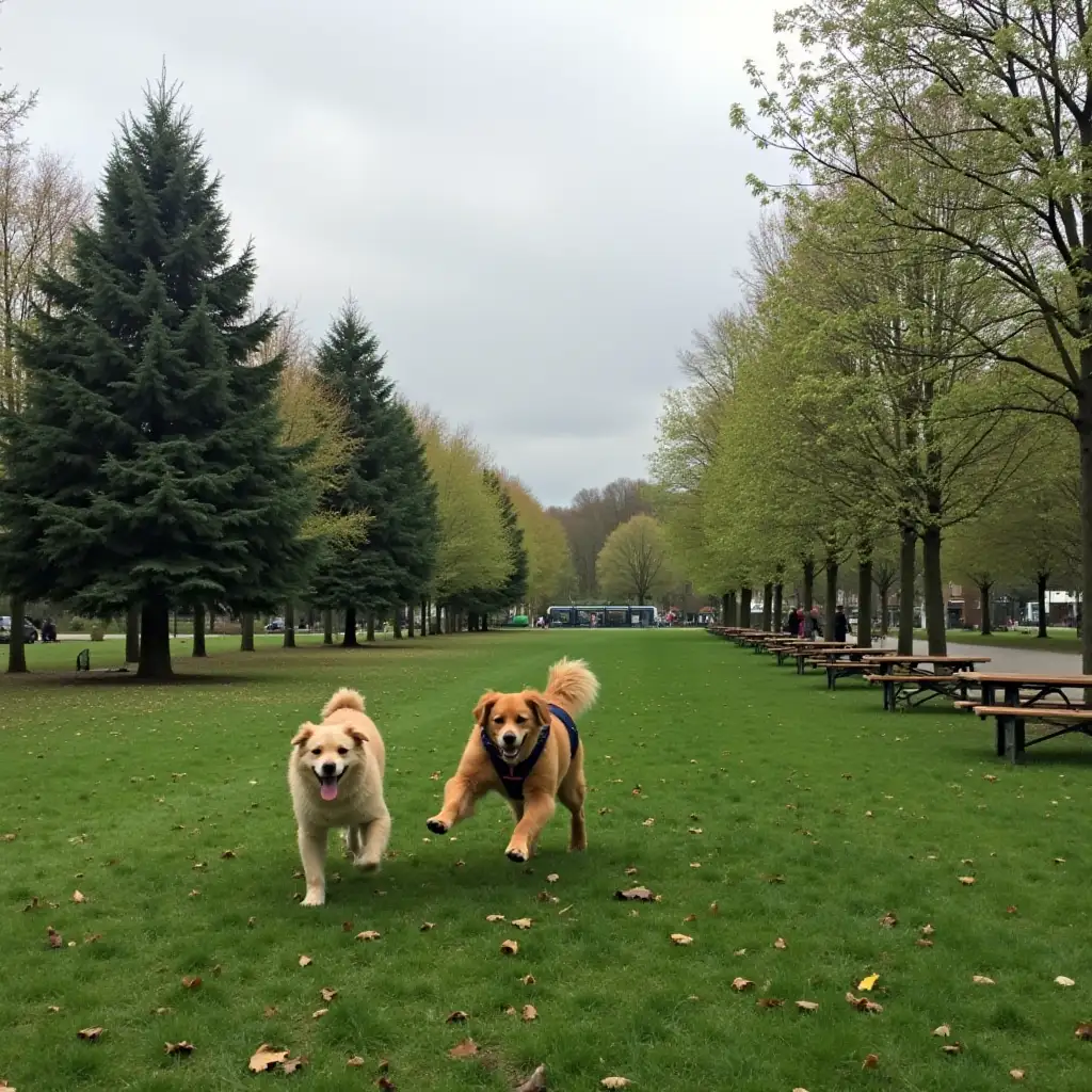 Two-Dogs-Playing-in-a-Bergen-Park-on-a-Cloudy-Day