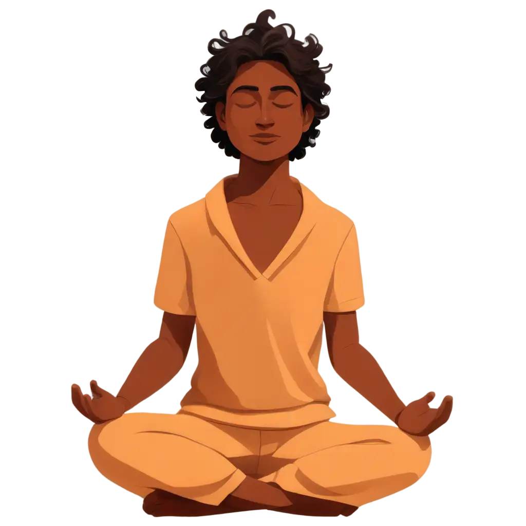 a person meditating in 2d cartoon