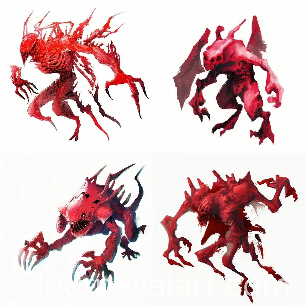 Full-Body-Red-Creature-with-Sharp-Teeth-on-White-Background