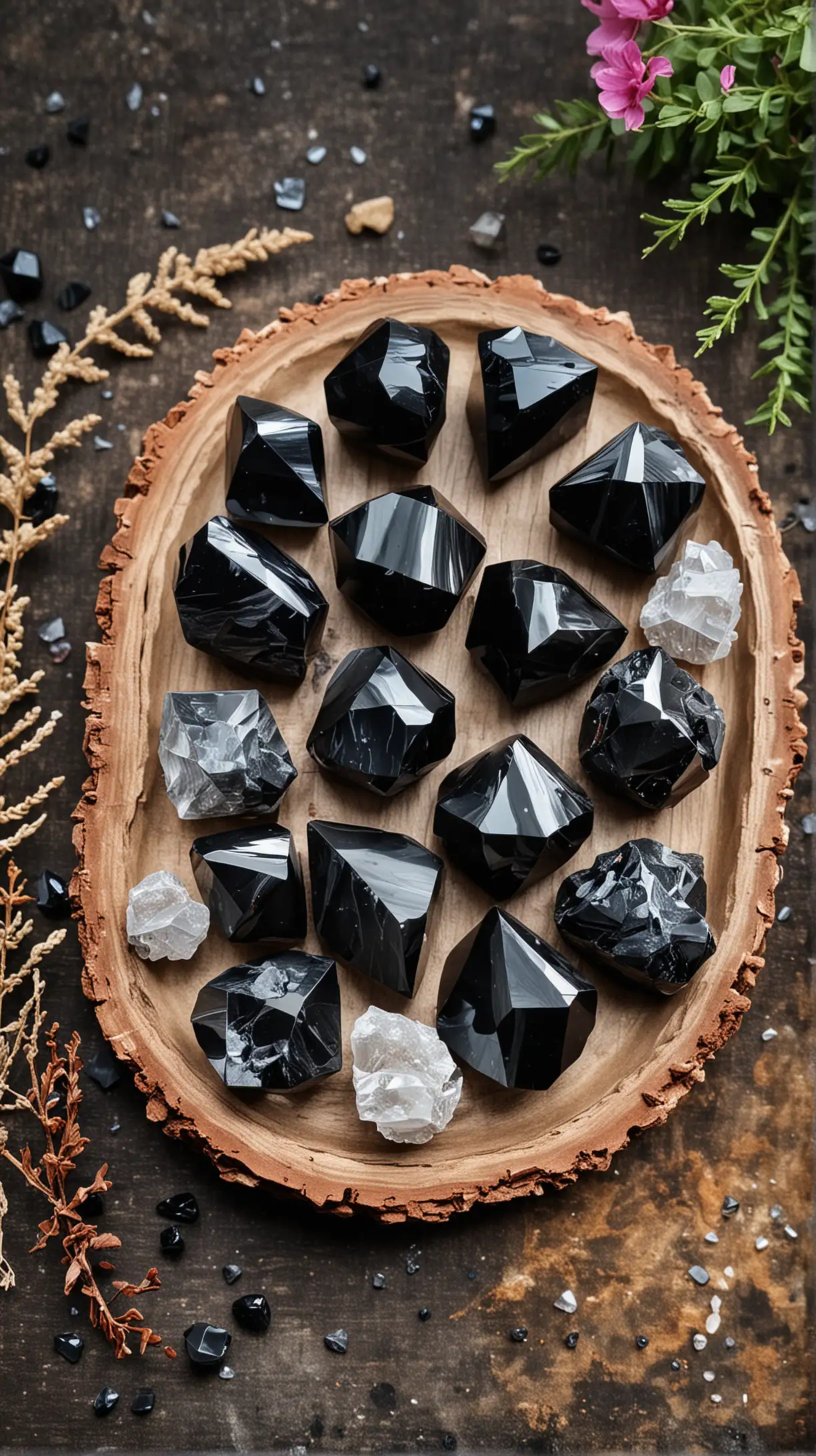 Beautiful Obsidian Healing Crystals in a Tranquil Setting