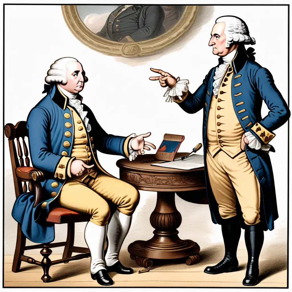 Cartoon George Washington and John Adams Conversing