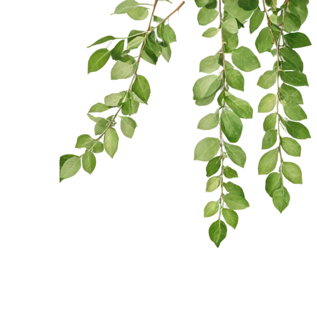 long branches with green leaves hanging down