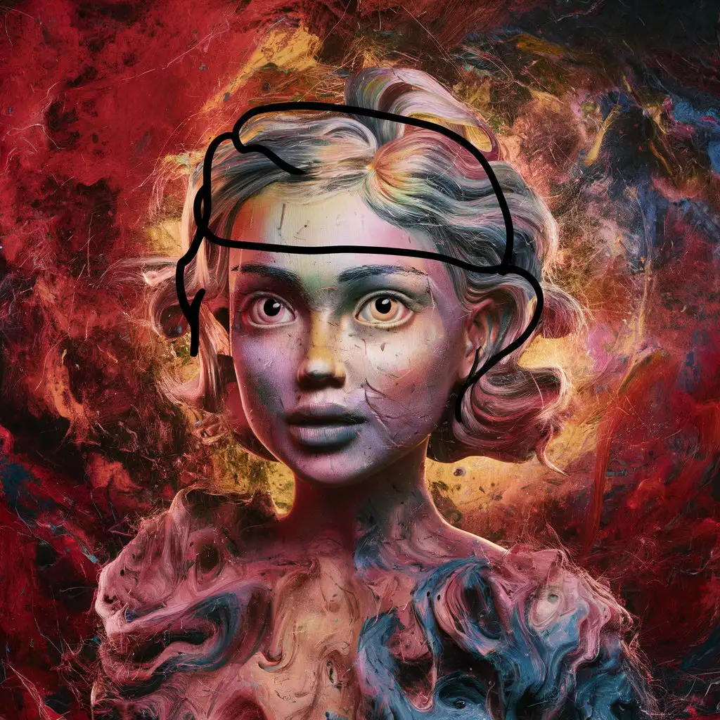 Fantasy Digital Portrait of a Girl in an Abstract Art House