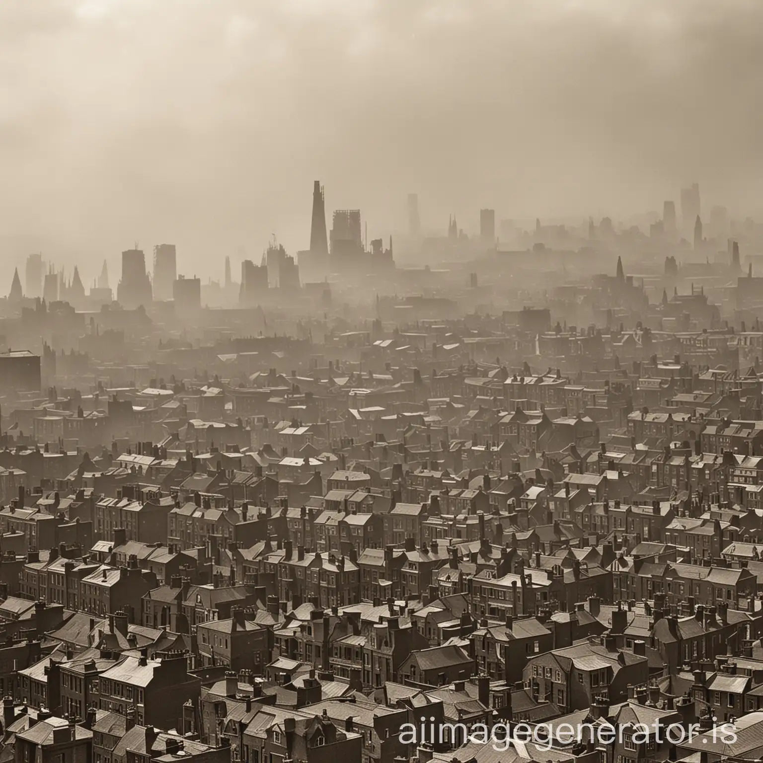 1890s-Smoggy-and-Poor-Urban-Area-of-London-with-Rigid-Towering-Buildings