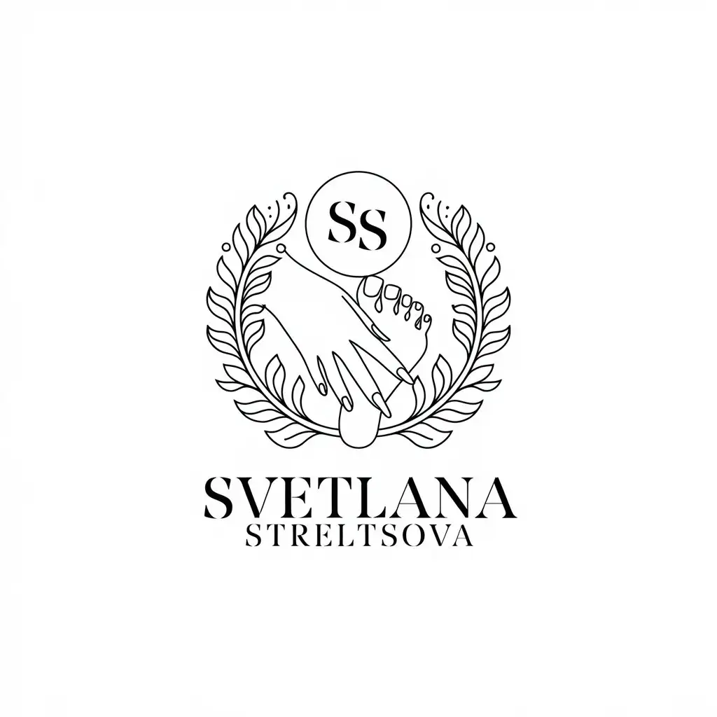 a vector logo design,with the text "Svetlana Streltsova", main symbol:Nails manicure pedicure,complex,be used in Beauty Spa industry,clear background