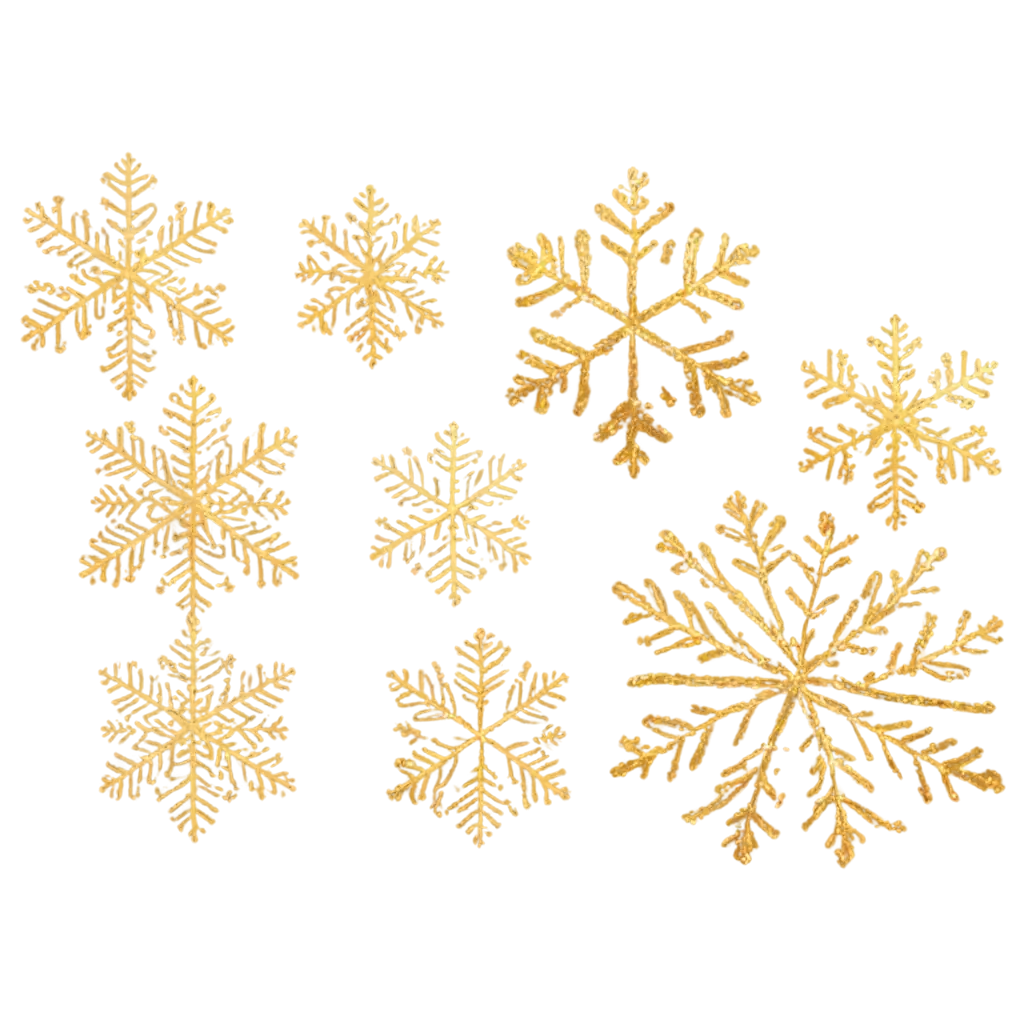 Set-of-Gold-Snowflakes-PNG-Transparent-Background-for-Creative-Projects