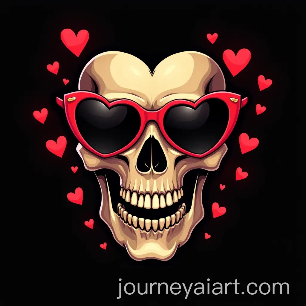 Skull-inAI-Art-Prompt-Expansion-Love-with-HeartShaped-Red-Sunglasses-and-Floating-Red-Hearts