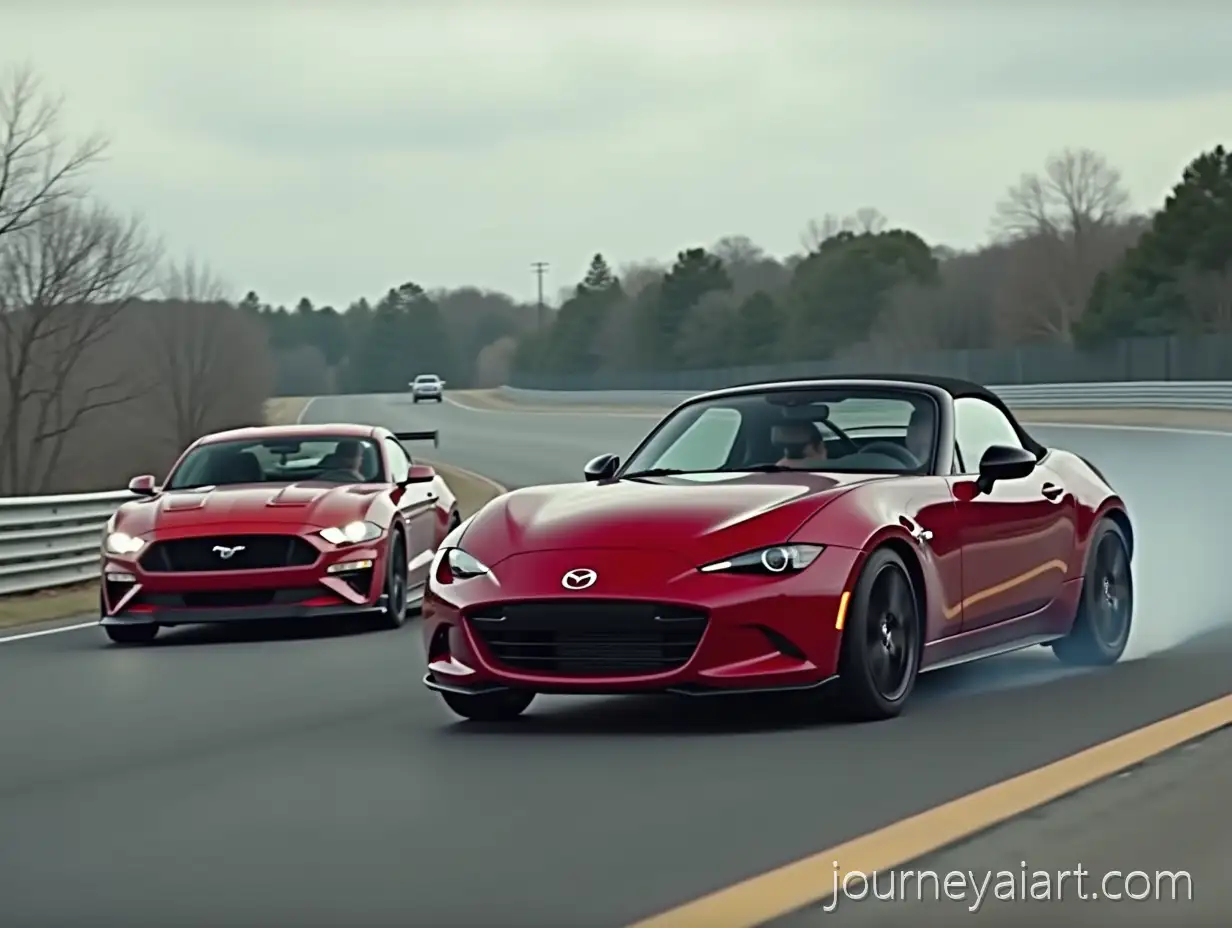 Mazda-MX5-CUP-Racing-on-Track-with-Ford-Mustang-GT3-Overtaking-Attempt