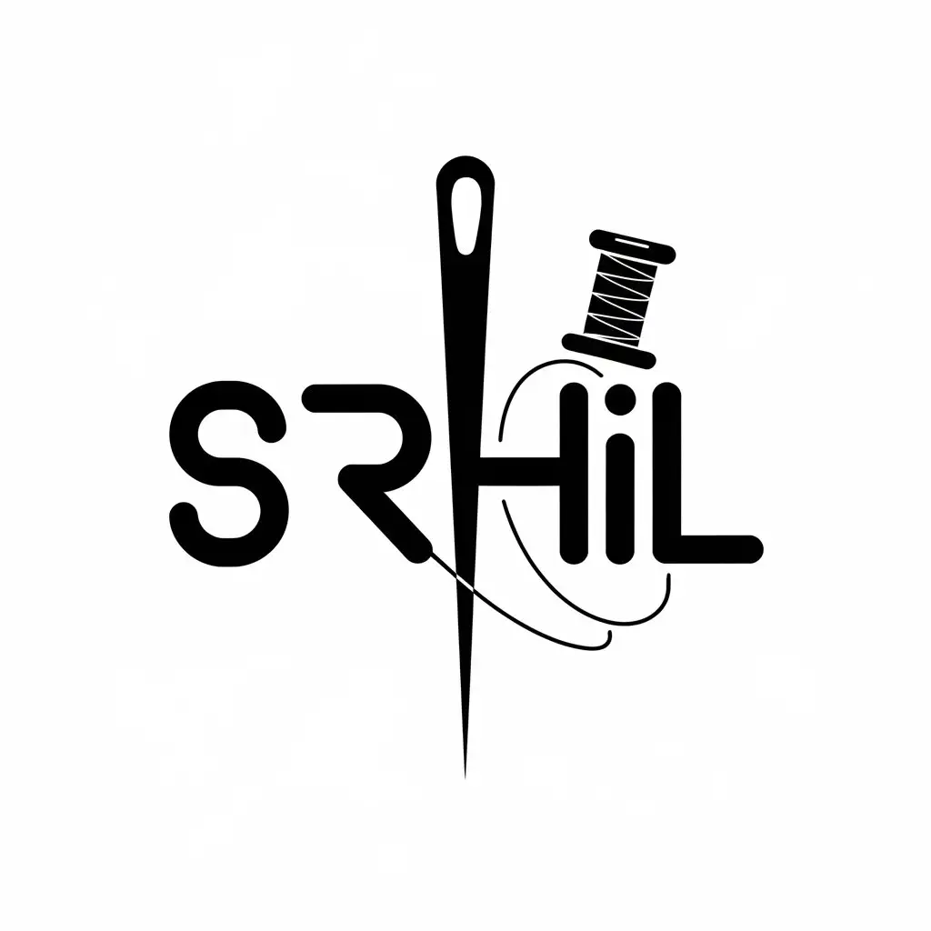 a vector logo design,with the text "Srhil", main symbol:sewing needle,Moderate,be used in sewing industry,clear background