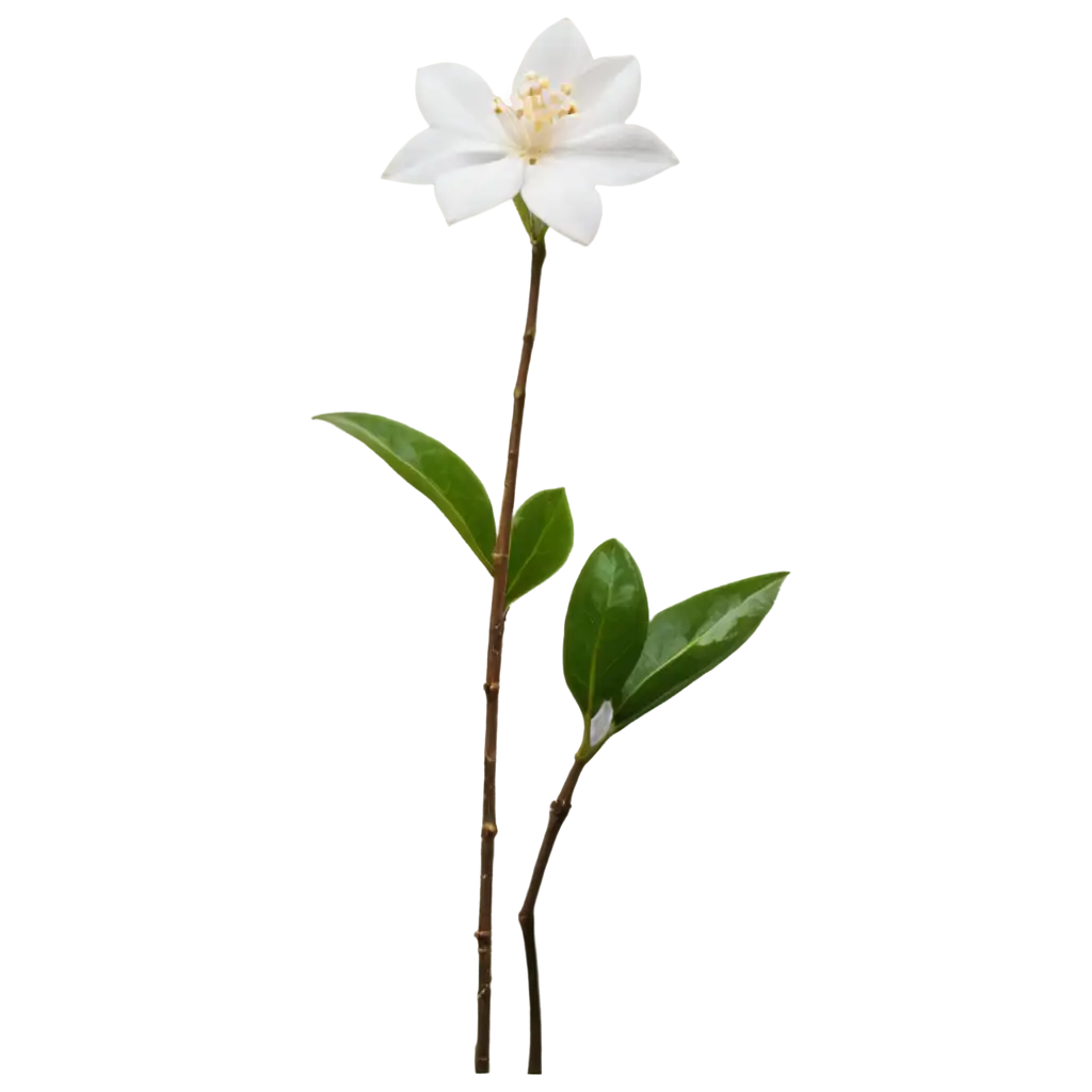 Single-Jasmine-Flower-with-Stick-PNG-HighQuality-Transparent-Image-for-Versatile-Usage