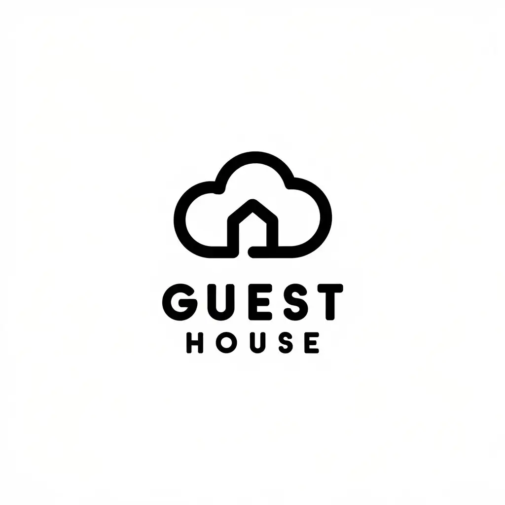 a vector logo design,with the text "guest house", main symbol:cloud,Minimalistic,be used in Travel industry,clear background