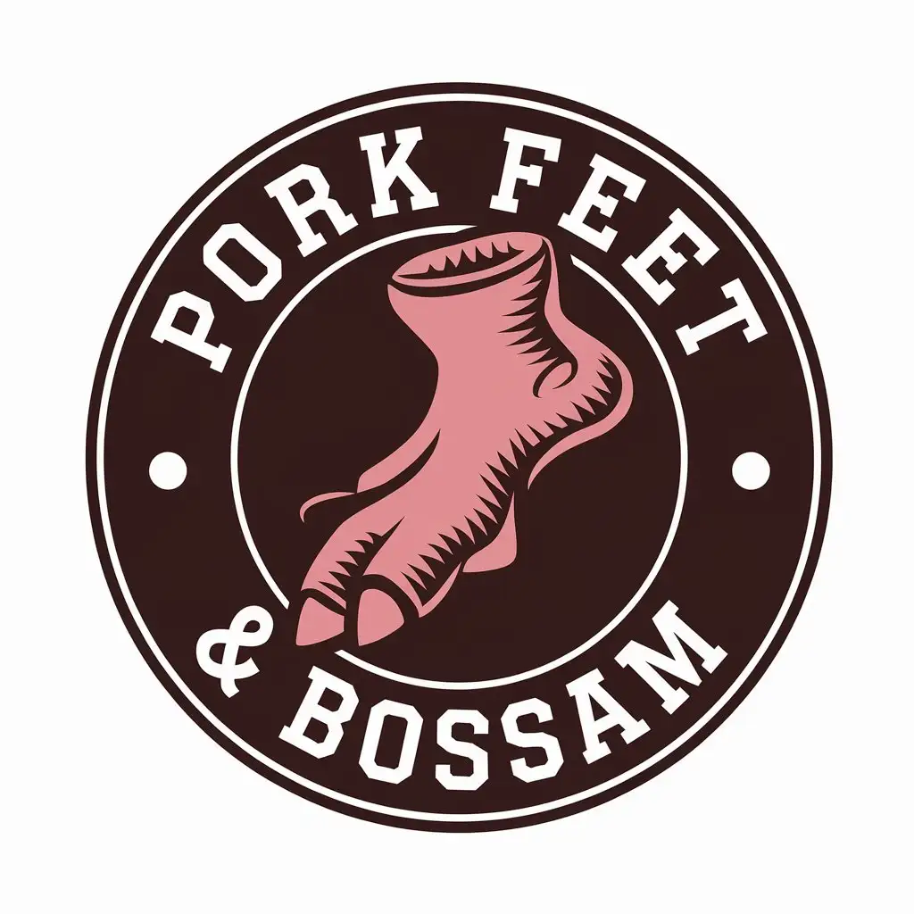 a vector logo design,with the text "pork feet & bossam", main symbol:pig trotters,Moderate,be used in Restaurant industry,clear background