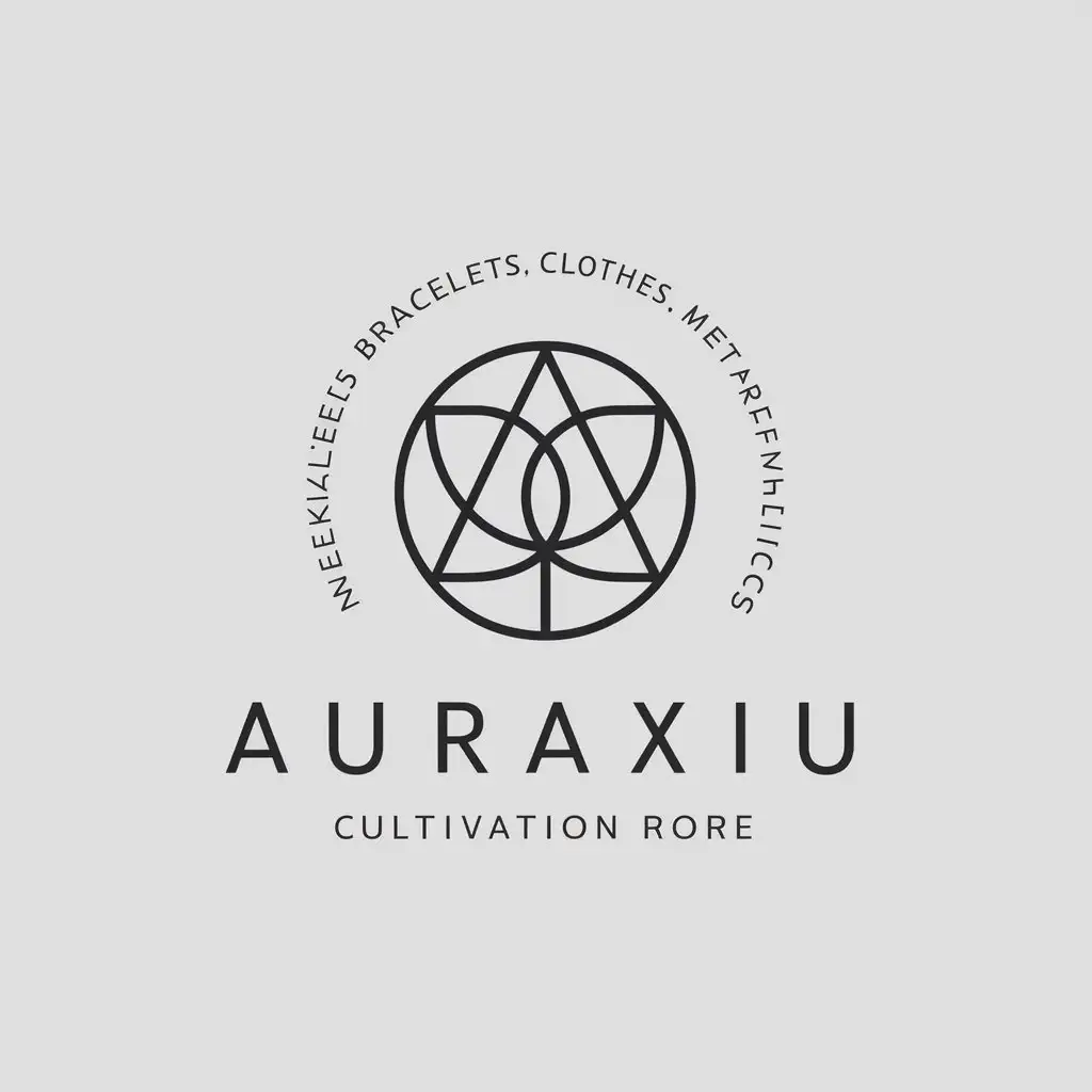 a vector logo design,with the text "Necklaces, bracelets, clothes, shoes, metaphysics, Chinese style, cultivation", main symbol:auraxiu,Minimalistic,be used in Retail industry,clear background