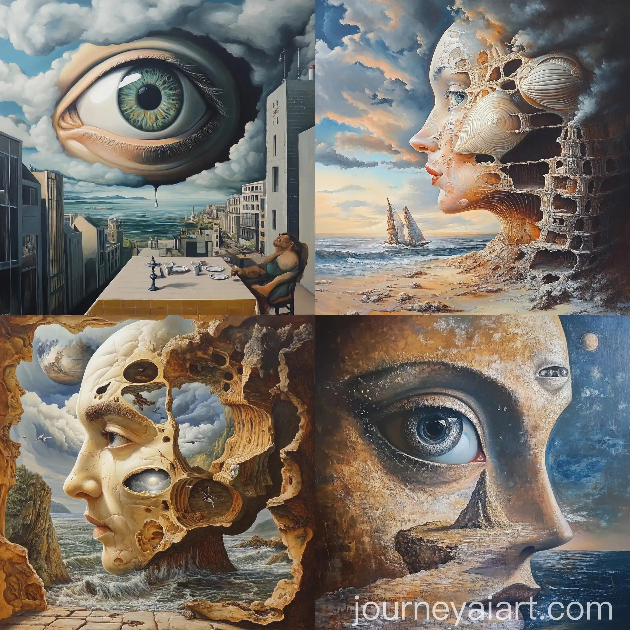 Surrealist-Oil-Painting-of-Abstract-Landscape-with-Floating-Objects