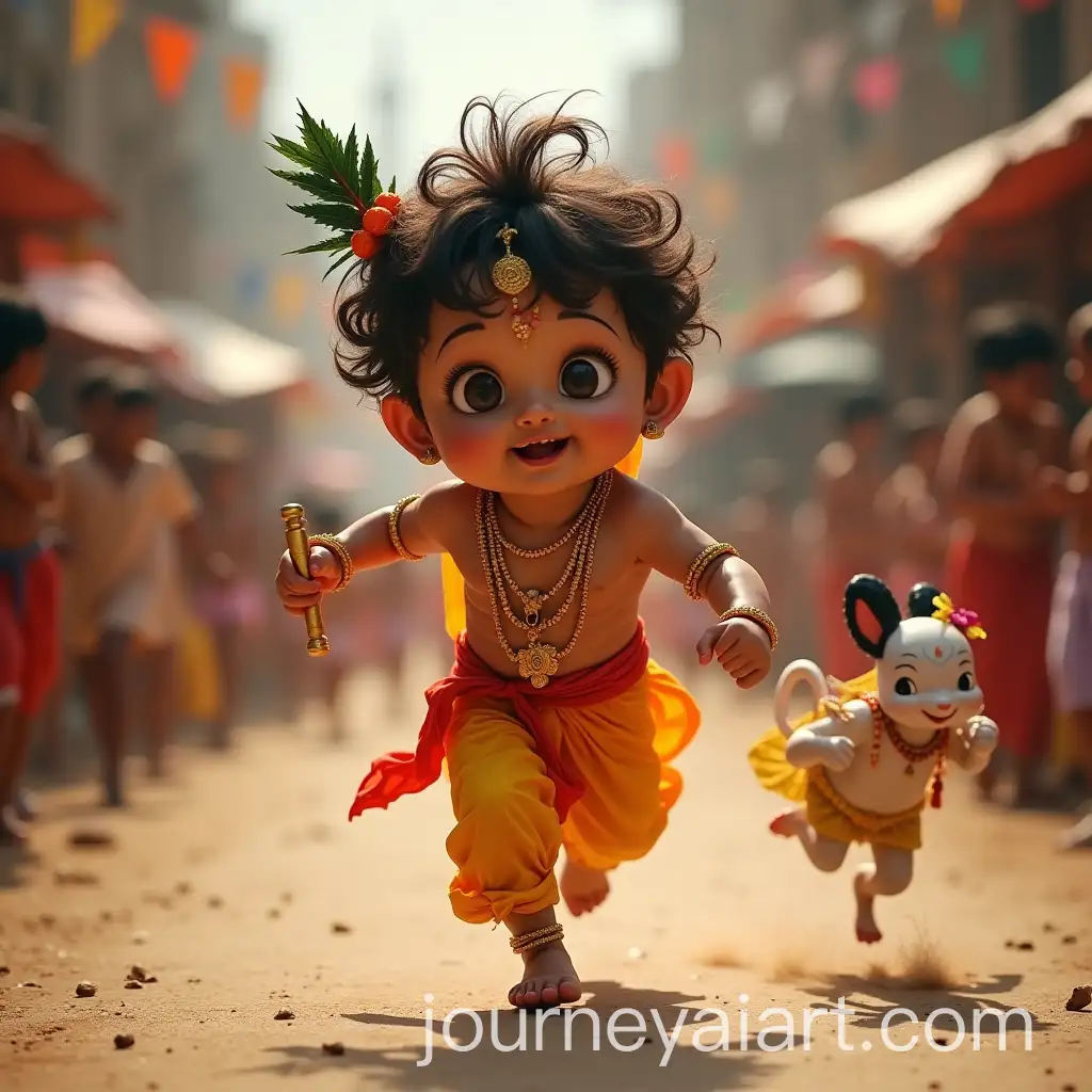 Little-Krishna-Running-with-Dahi-Handi-Celebration