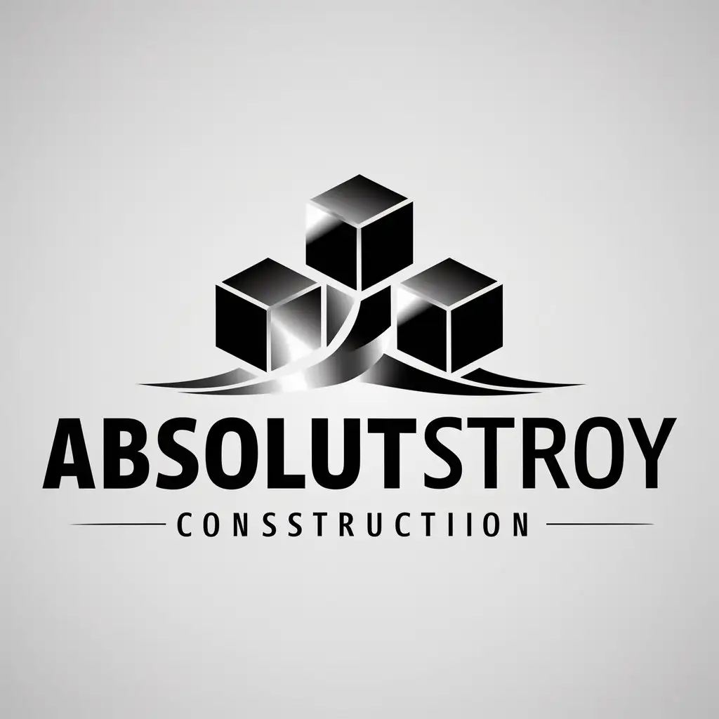 a logo design,with the text "AbsolutStroy", main symbol:Cubes made of metal,Moderate,be used in Construction industry,clear background