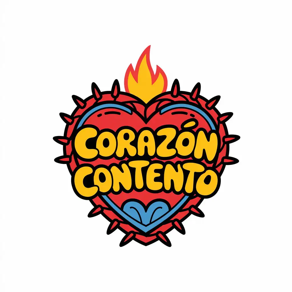 LOGO Design For Corazn Contento Vibrant Sacred Heart with Colombian Cultural Motifs