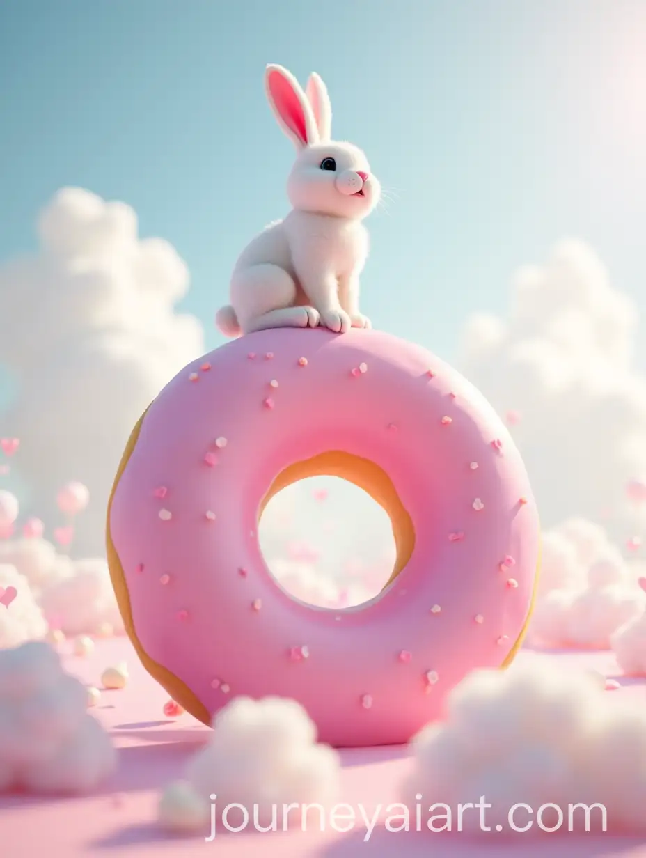 Whimsical-Easter-Bunny-Sitting-on-Giant-Pink-Donut-in-Pastel-Y2K-Aesthetic-Setting