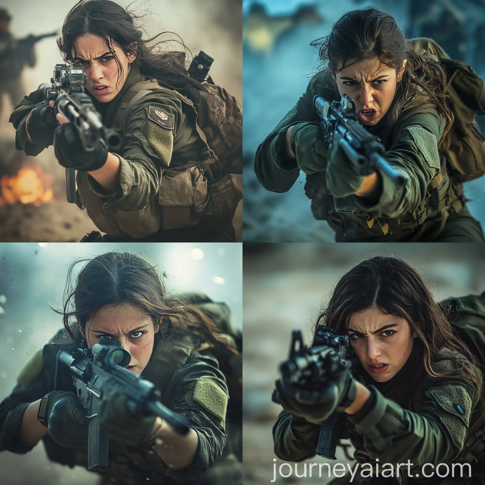 Israeli-Female-IDF-Fighter-Charging-Forward-with-Weapon-at-Realistic-IDF-Base