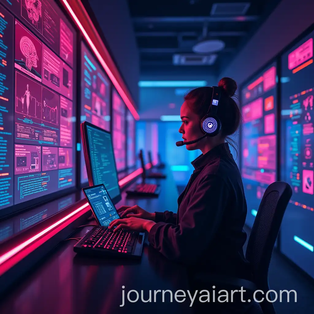 Technological-Progress-in-Contact-Centers-with-Artificial-Intelligence-in-Neon-Cyberpunk-Style