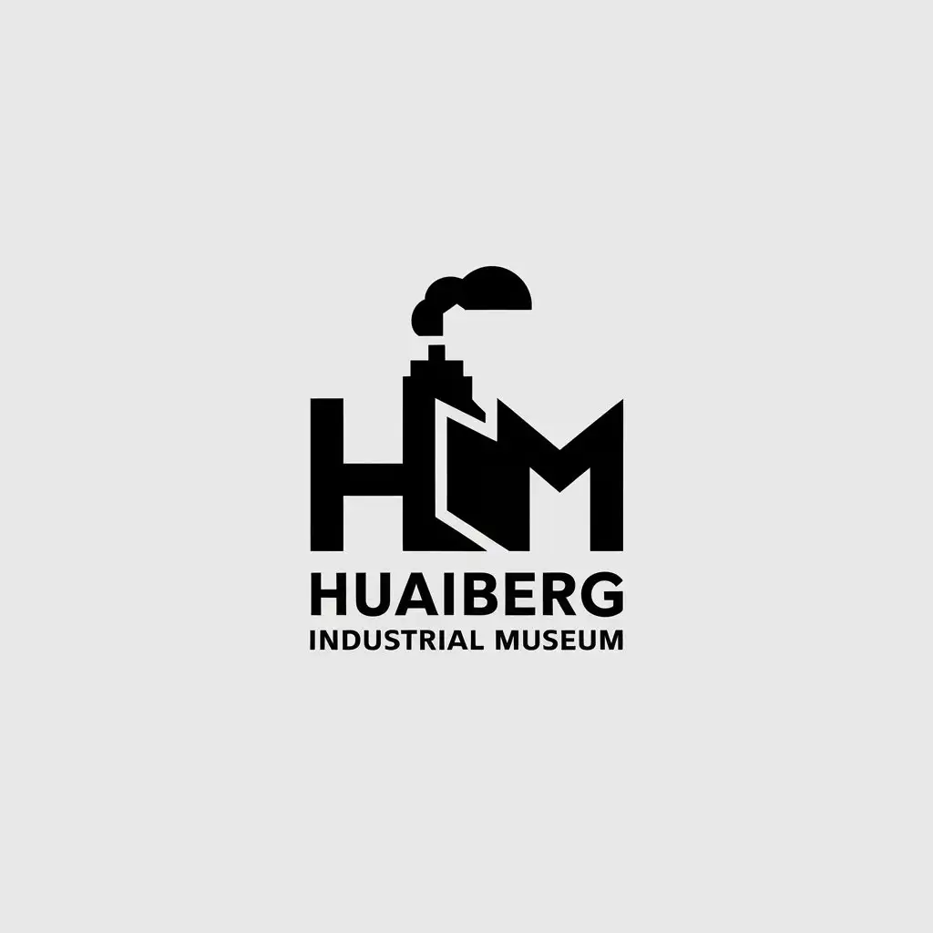 LOGO Design for Huaiberg Industrial Museum Minimalistic Vector Design with Clear Background