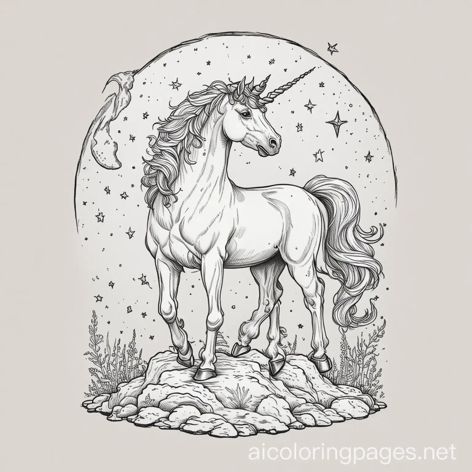 Magical-Unicorn-Standing-on-the-Moon-Crest-for-Kids-Coloring