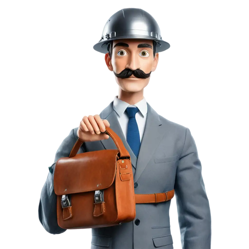 Robot-Artificial-Intelligence-PNG-Image-with-Moustache-Work-Bag-and-Work-Hat