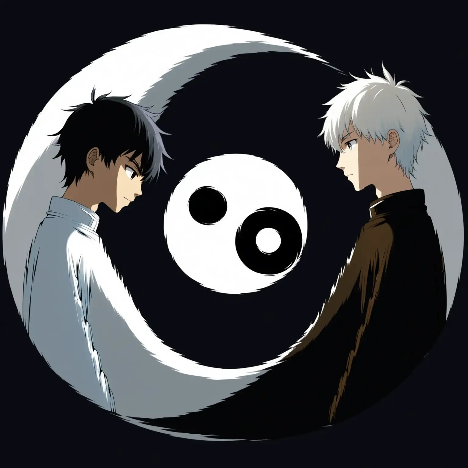 Teenage Boys Embodying Yin and Yang Powers Light and Shadow Contrast