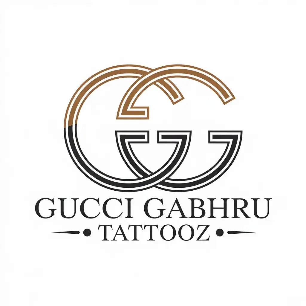 LOGO Design for Gucci Gabhru Tattooz Sleek GG Font Style with Black Text for Beauty Spa Industry