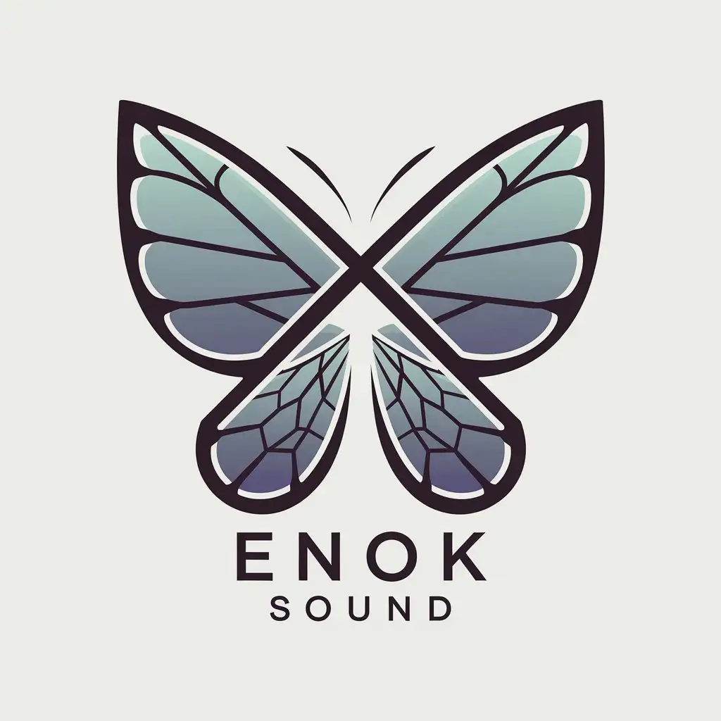 LOGO Design for Enok Sound Butterfly with Cross Symbol and Clear Background