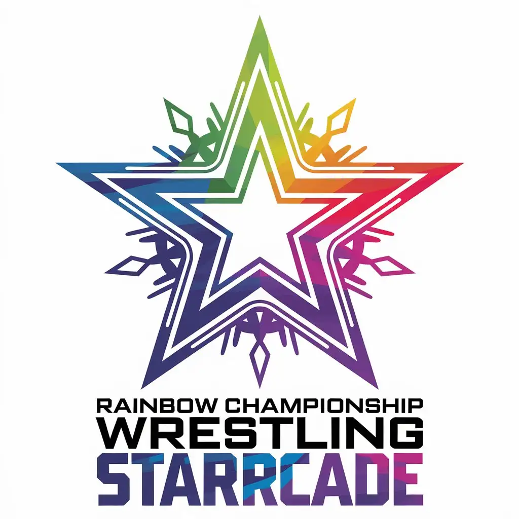 LOGO Design for Rainbow Championship Wrestling Starrcade Futuristic Star with Clear Background