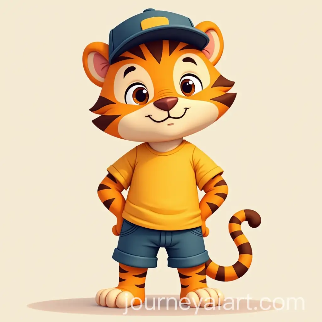 Cartoon-Tiger-Character-in-TShirt-Shorts-and-Hat