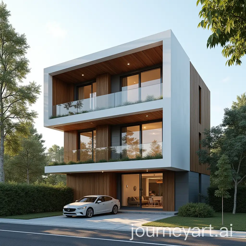 Modern-ThreeStory-Building-with-Wooden-Facade-and-TreeSurrounded-West-Side