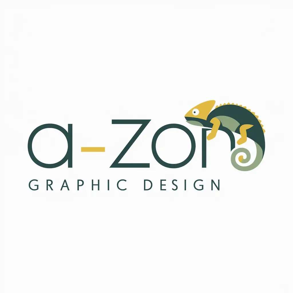 a logo design,with the text "A-zon", main symbol:chameleon,Moderate,be used in Graphic Design industry,clear background