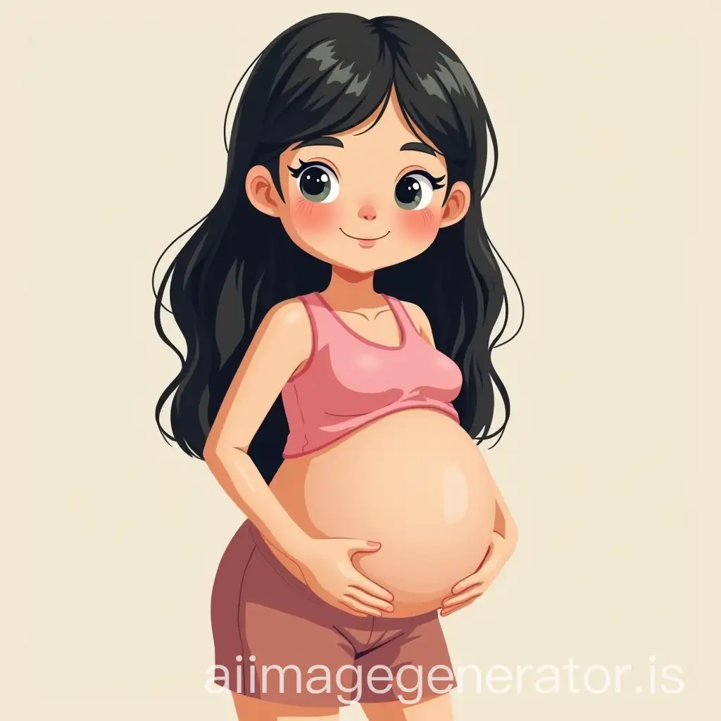 Pregnant-10YearOld-Girl-with-Black-Hair-Full-Body-Portrait