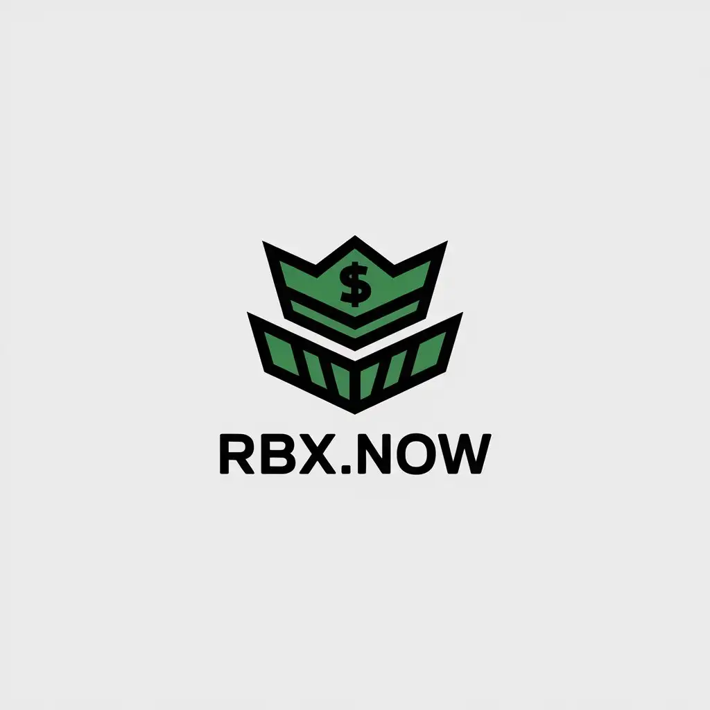 LOGO Design for RbxNow Hexagon Money Crown Symbol in Minimalistic Style for Entertainment Industry